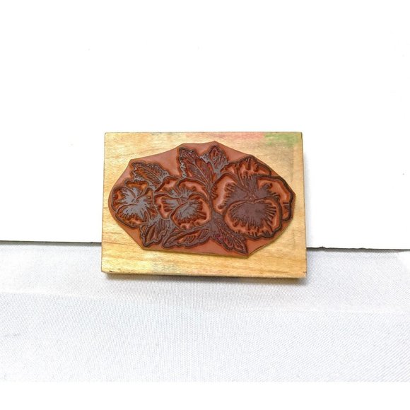 Comotion Rubber Stamps #1804 PANSIES Wood Mounted Rubber Stamp Vintage 1995 - Picture 6 of 6